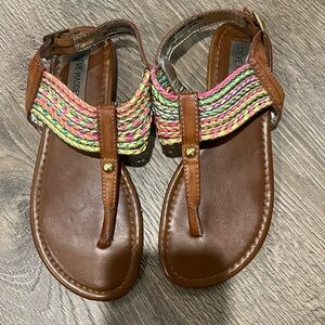 Brown & Multicolored Steve Madden Sandals | Girls size 4 / Womens 6
